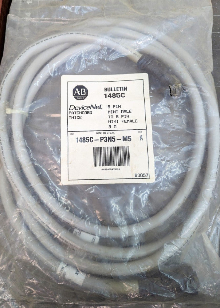 Allen Bradley 1485C-P3N5-M5 5 Pin DeviceNet Cord Grey 3 Meter [B1BC]