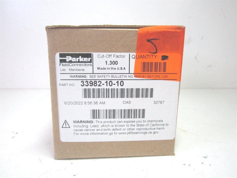 Parker (33982-10-10) 0.625" x 10 mm x 7/8-14 Hydraulic Hose Short Drop - Qty 5