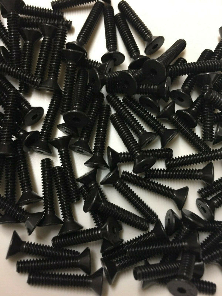 Lot of 100 6-32 Thread Flat Head Socket Cap Screws Alloy Steel Black Oxide 3/4"L