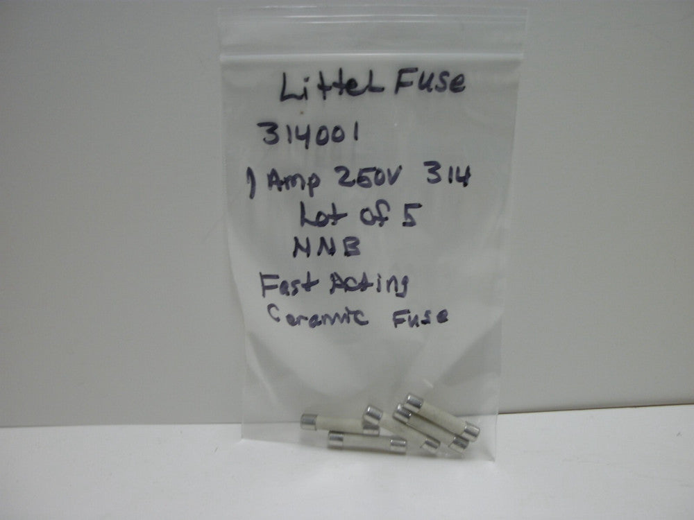 LITTELFUSE 314001 1 AMP 250 V 314 FUSE FAST ACTING CERAMIC FUSE 1- (LOT OF 5)NNB
