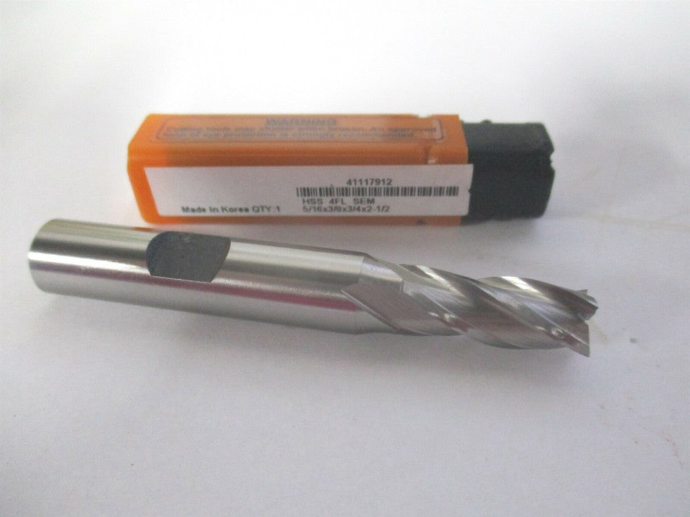 (E1031020) 5/16" x 3/4" x 3/8" x 2-1/2" OAL HSS RH 4 Flute Square End Mill 