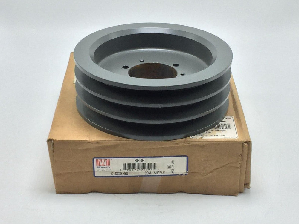 NEW TB Wood's 663B 3-Groove Sheave  6.95" OD 2" Bore  6.6X3B-SD 