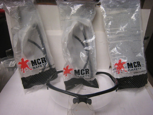 3 pr MCR SAFETY DM1330PF Safety Glass,Clear Lens,Half-Frame Black