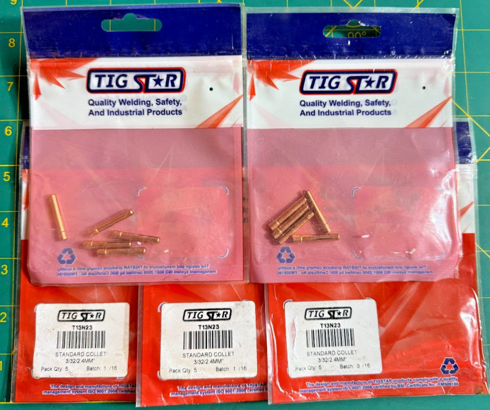 (Lot of 5) 5-Pack TIGSTAR T13N23 Standard Collet 3/32 2.4mm