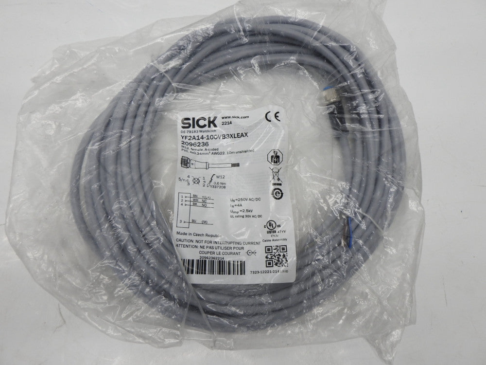 SICK YF2A14-100VB3XLEAX Cordset, Connecting cables 2096236 OEM NEW