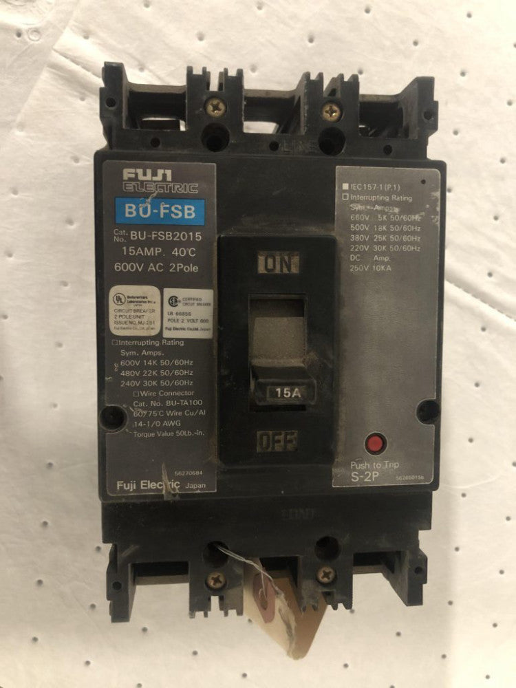 Fuji BUFSB2015 15A Circuit Breaker 600 VAC 2 Pole 15 amp