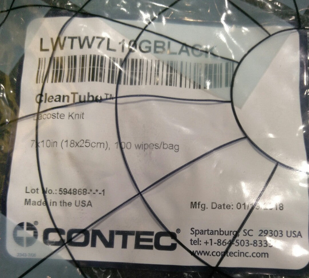 NEW CONTEC WIPES LWTW7L10GBLACK- 1 BAG OF 100CT