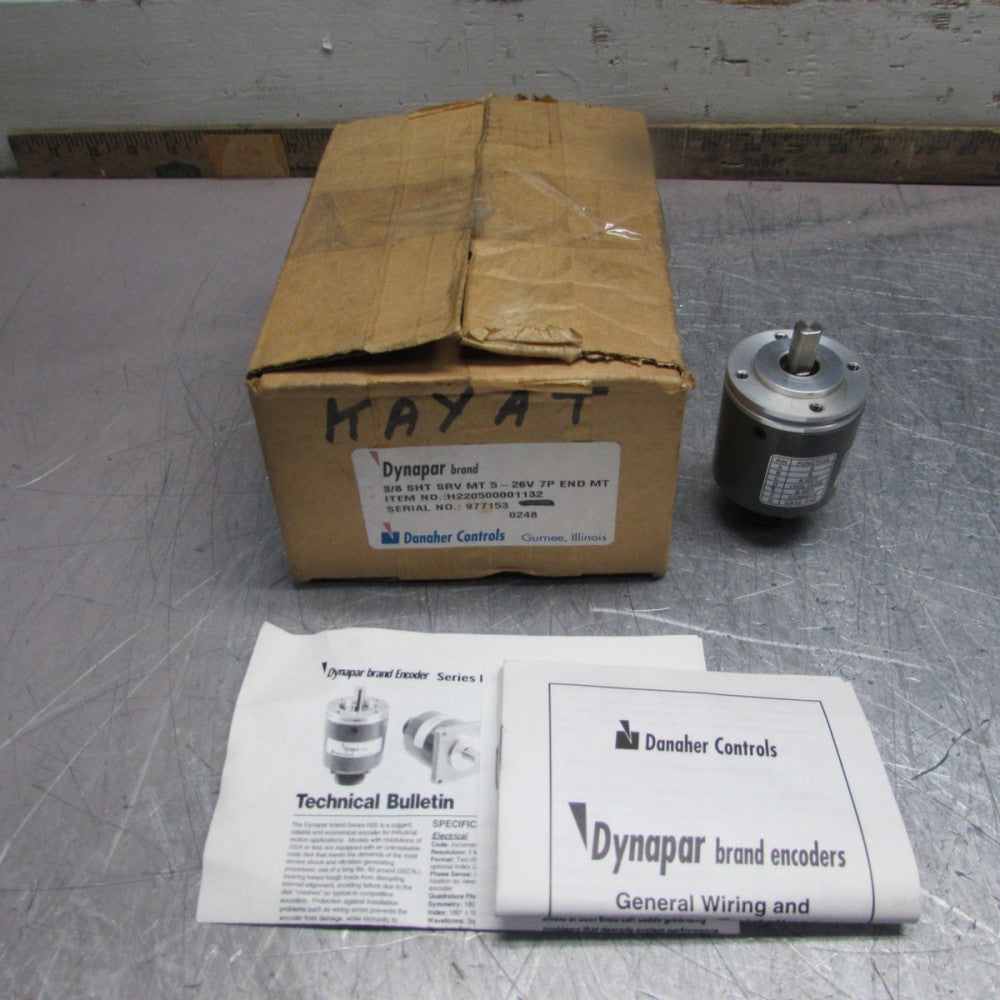 NEW! Dynapar H220500001132 , END MOUNT Encoder, 7 pin, 3/8" SHAFT, 5-26 vdc, NIB