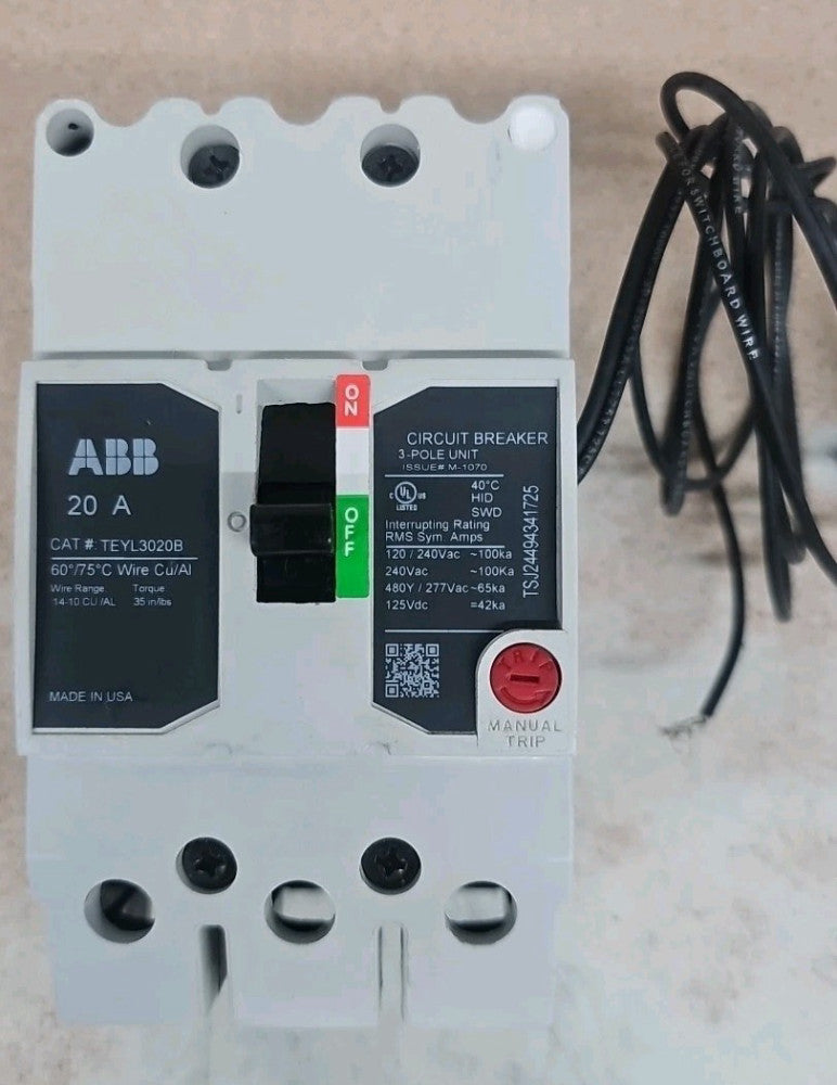 GE NTO TEYL3020B Circuit Breaker 3P 20A 480V 65KA W/SHUNT TRIP