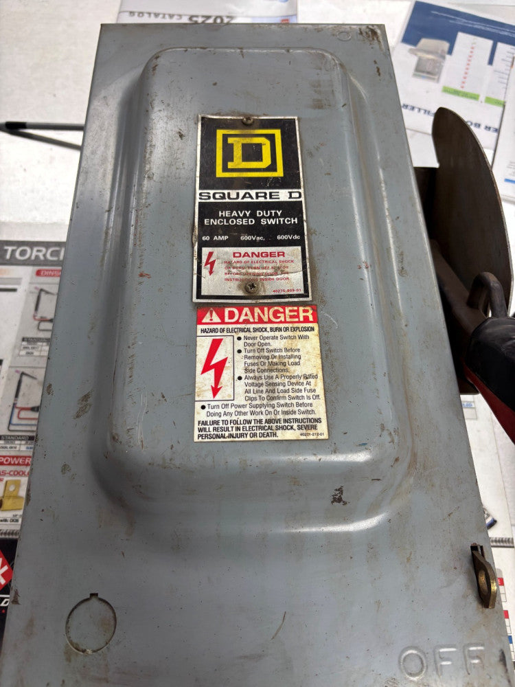 H362 Square D 60 Amp 600v 3 Phase Fusible Safety Switch Disconnect