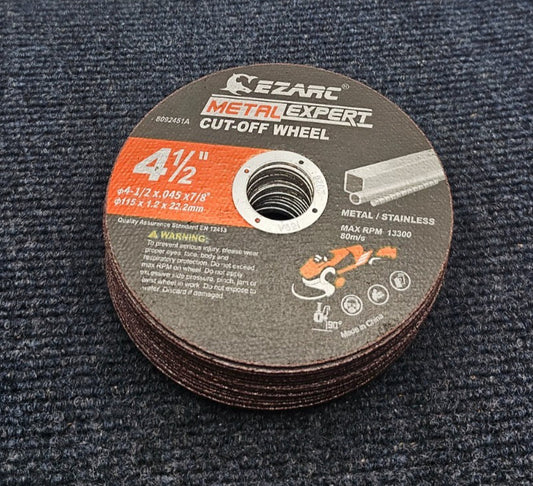(QTY 25) EZARC 8092451A: 4-1/2" CUT OFF WHEEL STAINLESS STEEL FOR ANGLE GRINDER