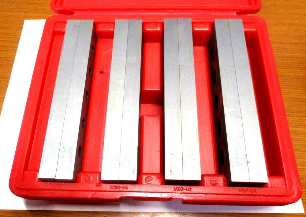 NEW 1" to 1-3/4" H x 1/2" to 1/2" T x 6" L Tool Steel Parallel 8 Piece Set 