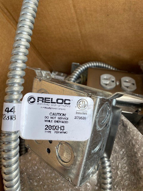 (5 PACK) RELOC 201XH3 (58”) 120V/Max 20 Amp/12AWG New Stainless Wall Outlets