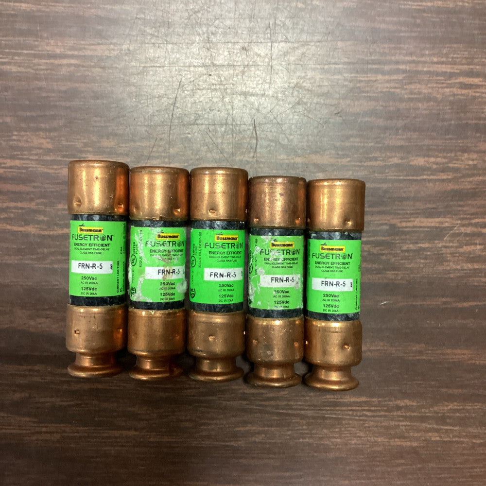 Bussmann Fusetron FRN-R-5 Energy Efficient Fuse, Lot Of 5