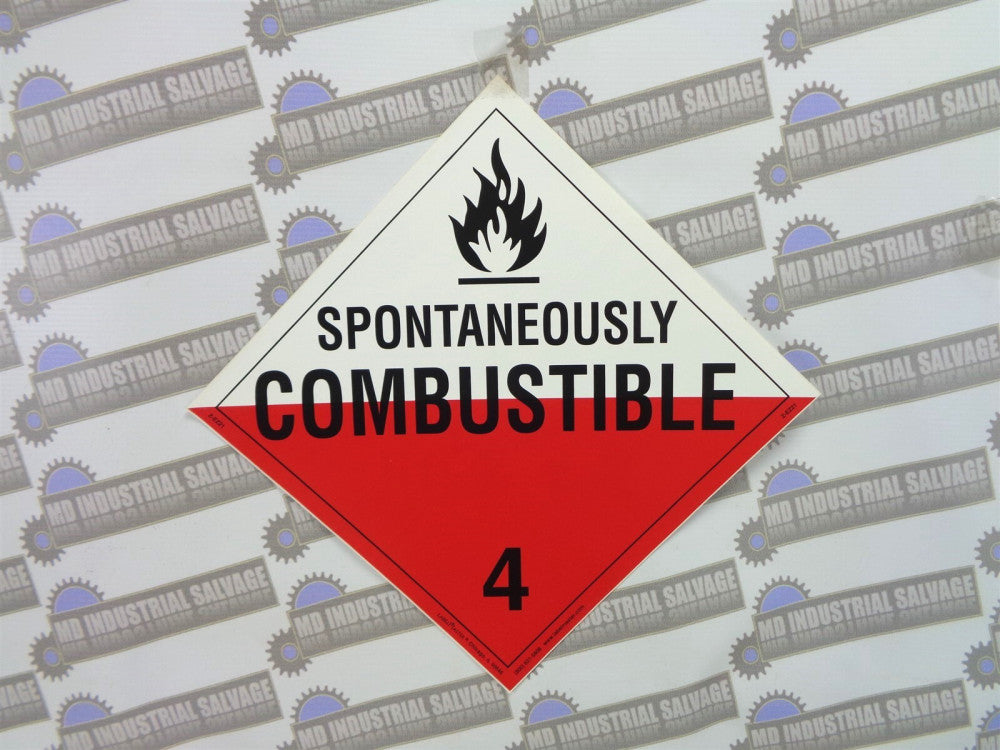 NEW LabelMaster SPONTANEOUSLY COMBUSTIBLE 4 Z-EZ21 Sticker 10-3/4" x 10-3/4"