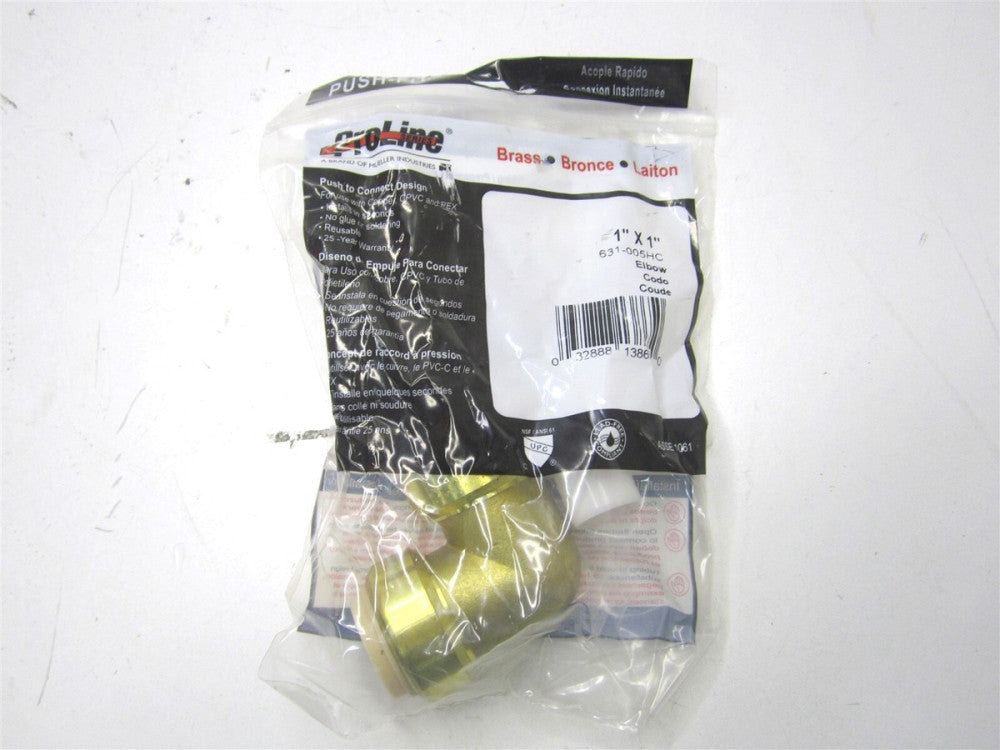 Mueller Proline (631-005HC) 1 In. Push x 1 In. Push Brass Elbow Fitting 