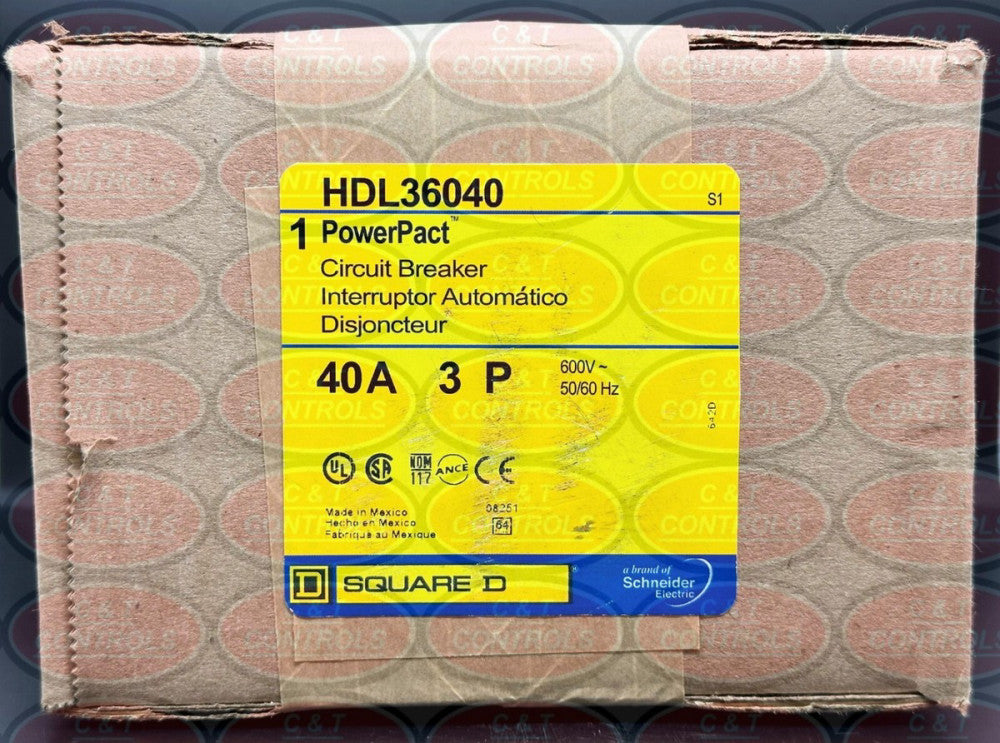 Square D HDL36040 3P 40A 600V Circuit Breaker New In Box USA Stock