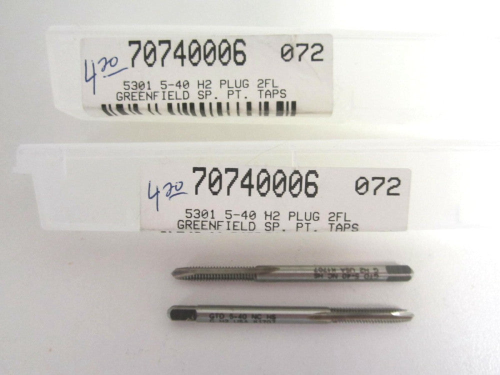 Lot Of 2 Widia GTD Spiral Point Taps 13225 #5-40 UNC H2 2F HSS Plug RH