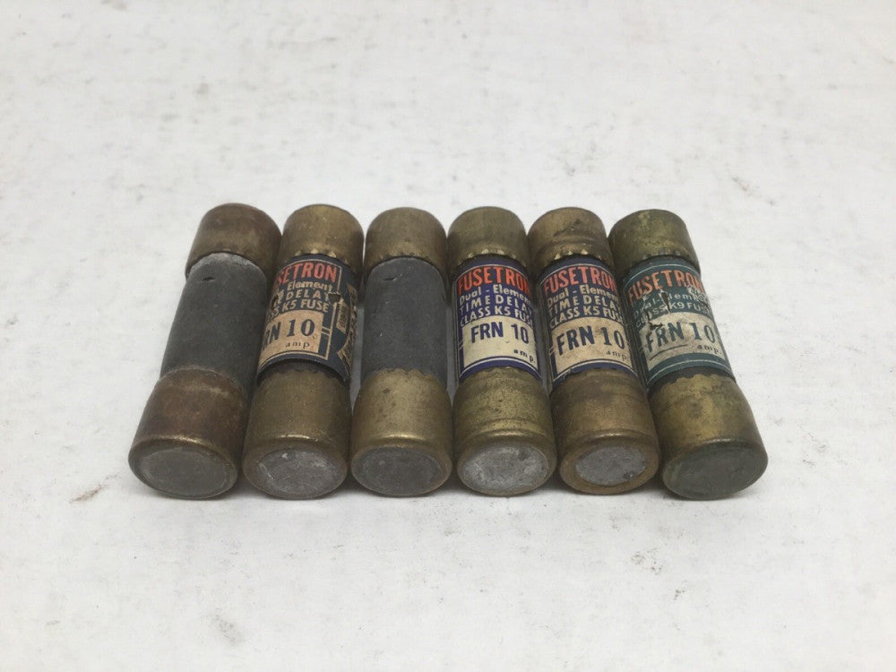 Bussmann FRN10 FUSETRON Dual Element Class K5 & K9 Fuses (Lot of 6)