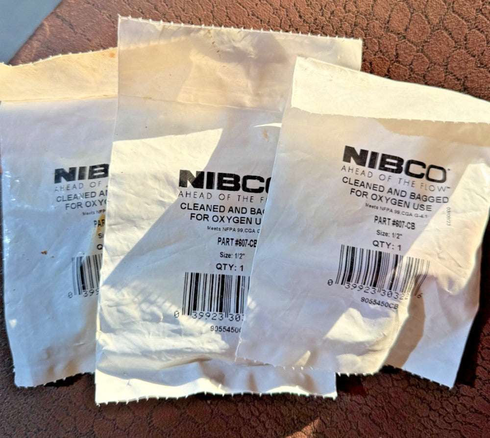 (Lot of 3) 1-Pack NIBCO 607-CB 1/2" Copper Pipe Cap Cleaned & Bagged Oxygen Use