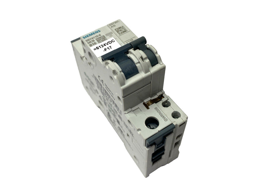 Siemens 5SY4110-6 Circuit Breaker 1P 10A w/ 5ST3010 Auxiliary Switch