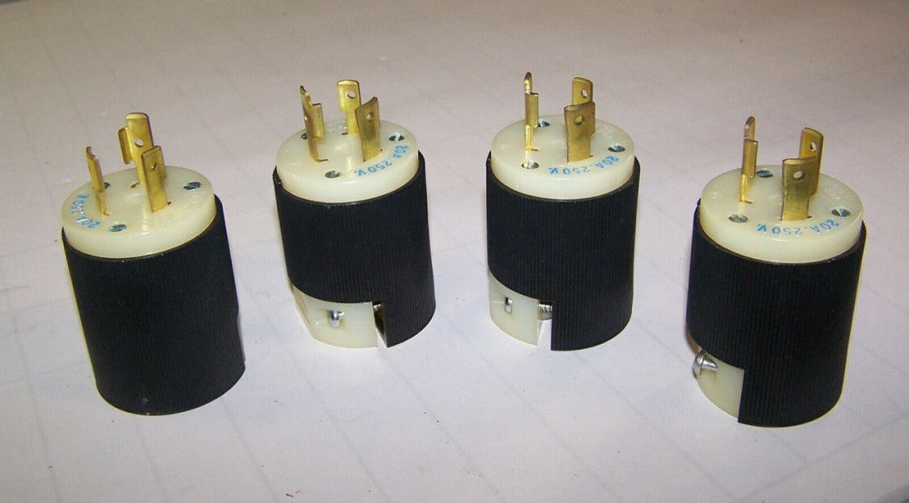 4) NEW HUBBELL 20A 250V TWIST LOK 3-WIRE GROUNDING PLUG MODEL 2321 LOT OF 4