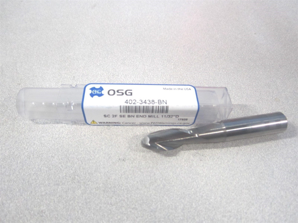 OSG (402-3438-BN) 11/32" x 7/8" x 3/8" x 2-1/2" OAL Solid Carbide Ball End Mill