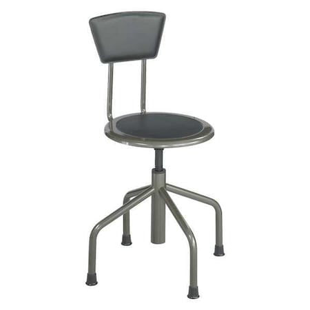 Safco 6668 Round Stool With Backrest, Height 16" To 22"Pewter