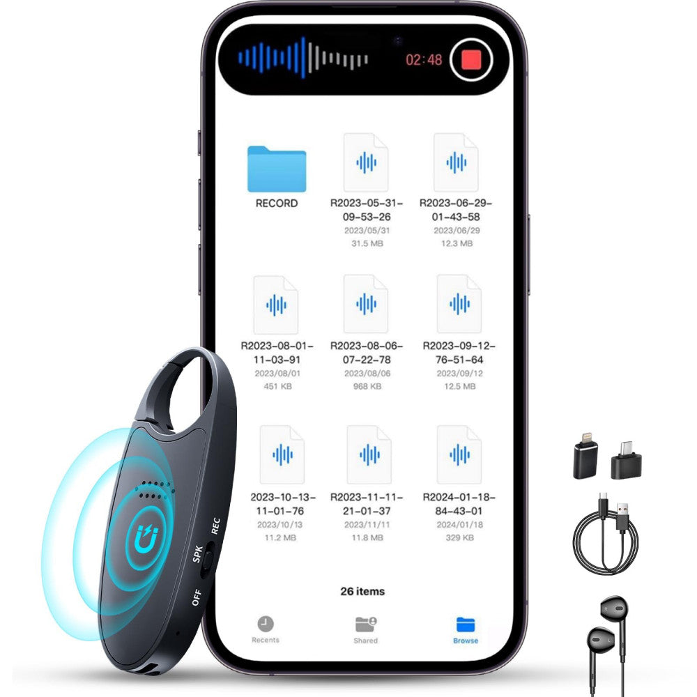 128GB (1600 Hour) Digital Voice Activated Recorder with Playback, 4-in-1 Magn...