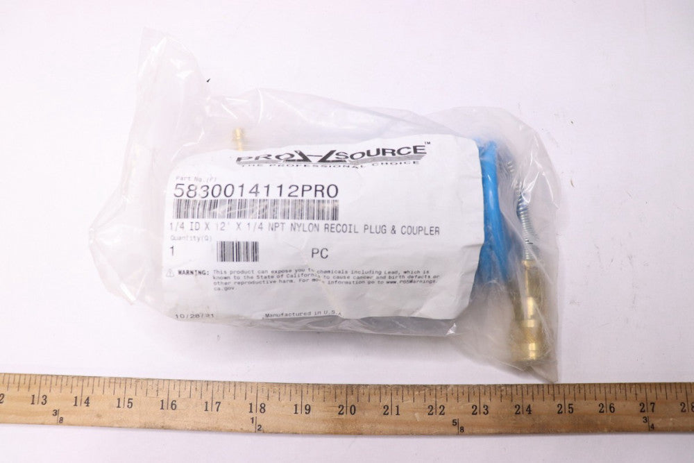 Pro-Source Coiled & Self Storing Hose Nylon Blue 1/4" ID 1/4 Thread 12' Long