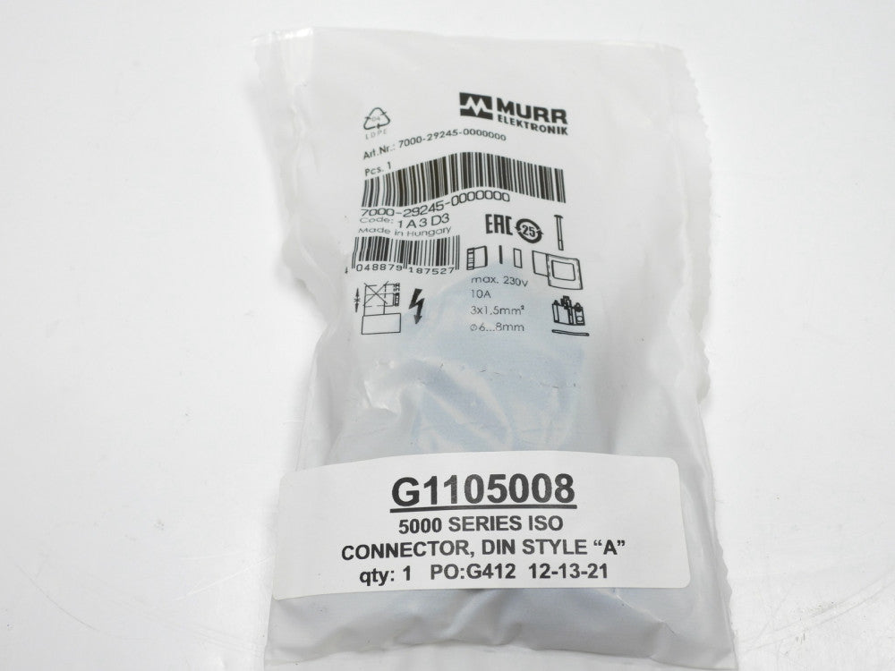 Qty=36 Murr Elektronik Field Wireable Sensor Plugs ISO Connector, DIN Style "A"