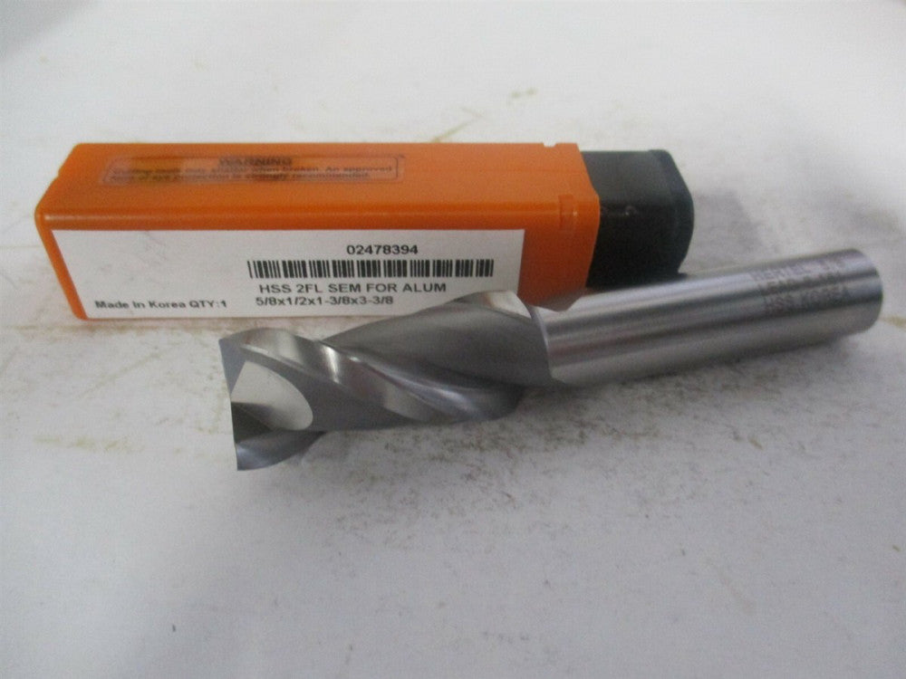 (E107004001) 5/8" x 1-3/8" x 1/2" x 3-3/8" OAL HSS 2 Flute Square End Mill 