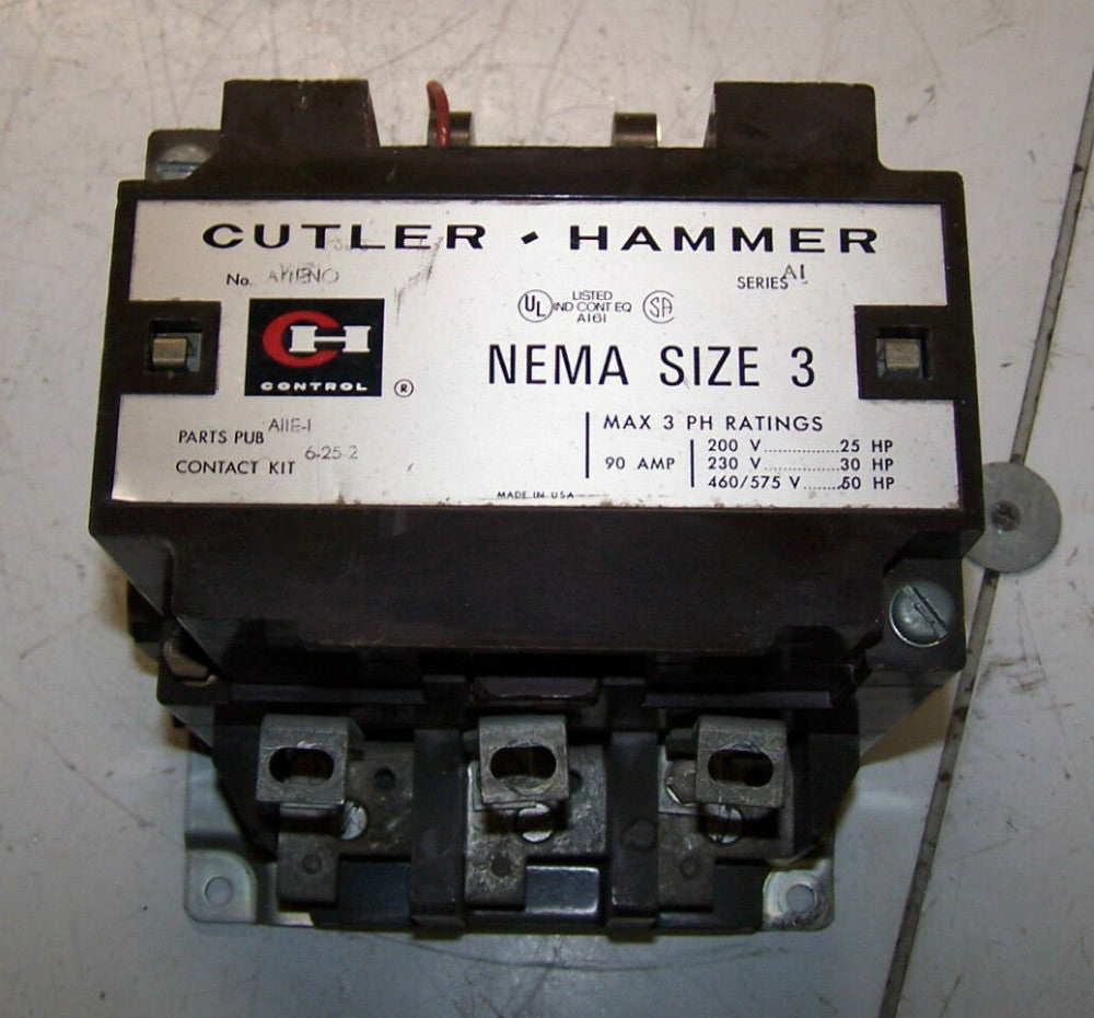 NEW CUTLER HAMMER SIZE 3 CONTACTOR SERIES A1 120 VAC COIL 600 VAC 50 HP  A11ENO