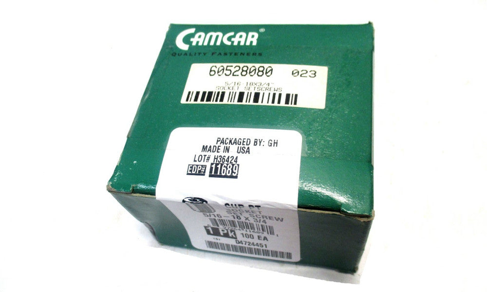 Camcar (11689) 5/16-18 UNC 3/4" OAL 5/32" Hex Cup Point Set Screw - Lot of 100