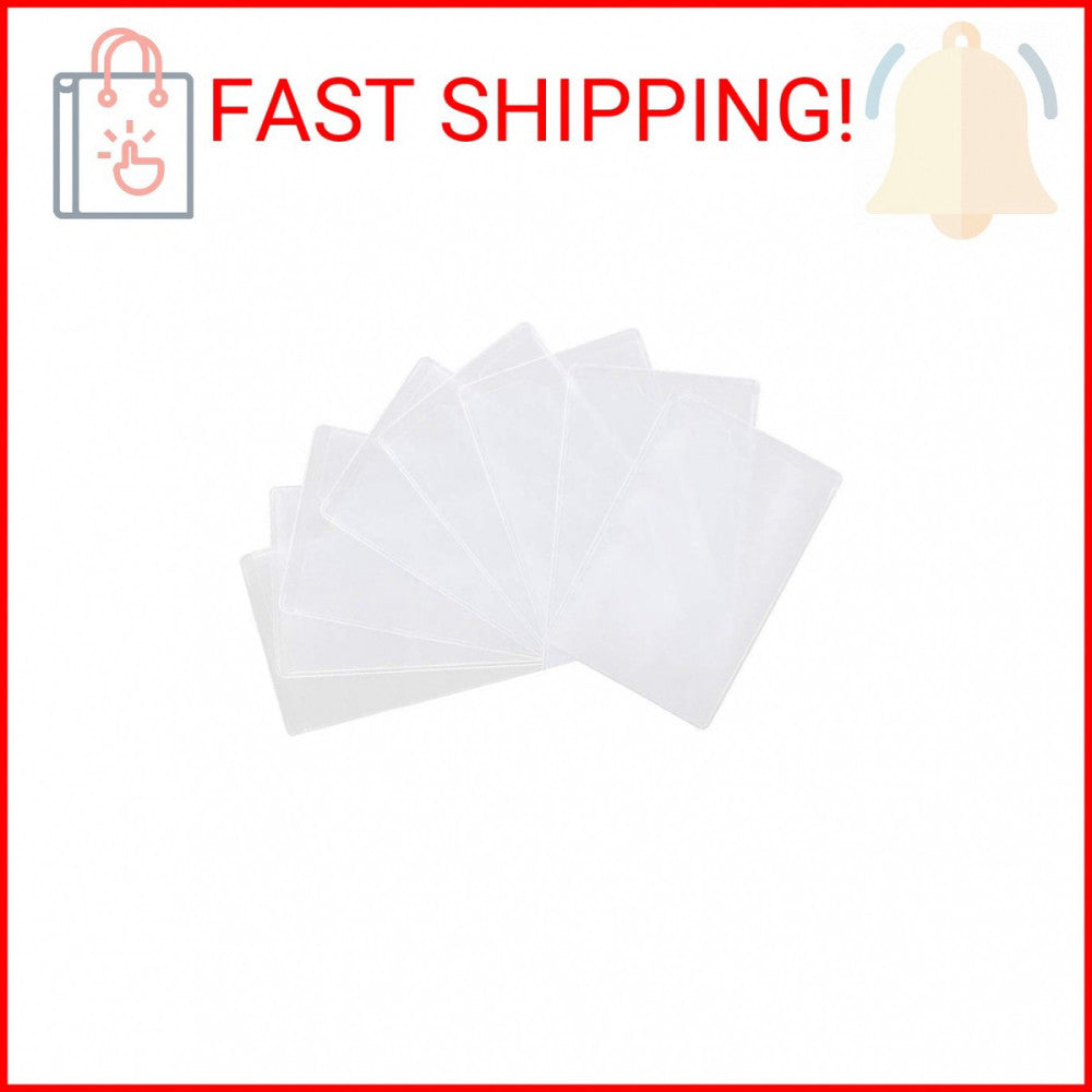 Owfeel 8pcs Transparent Plastic Vertical ID Credit Card Holder Protector Sleeve
