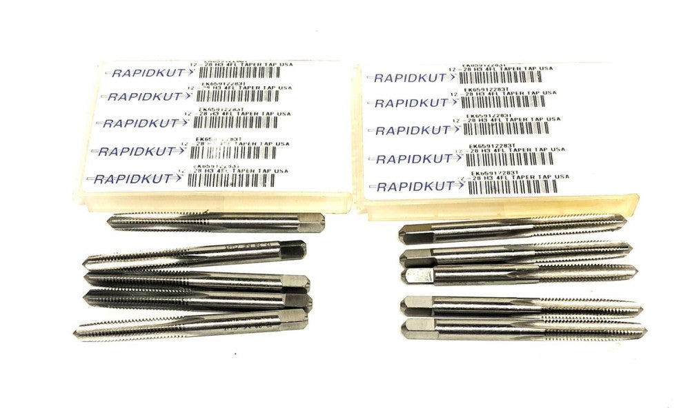 Rapidkut 5 Piece Set 12-28 H3 4FL Taper Tap EK65912283T [Lot of 2] NOS