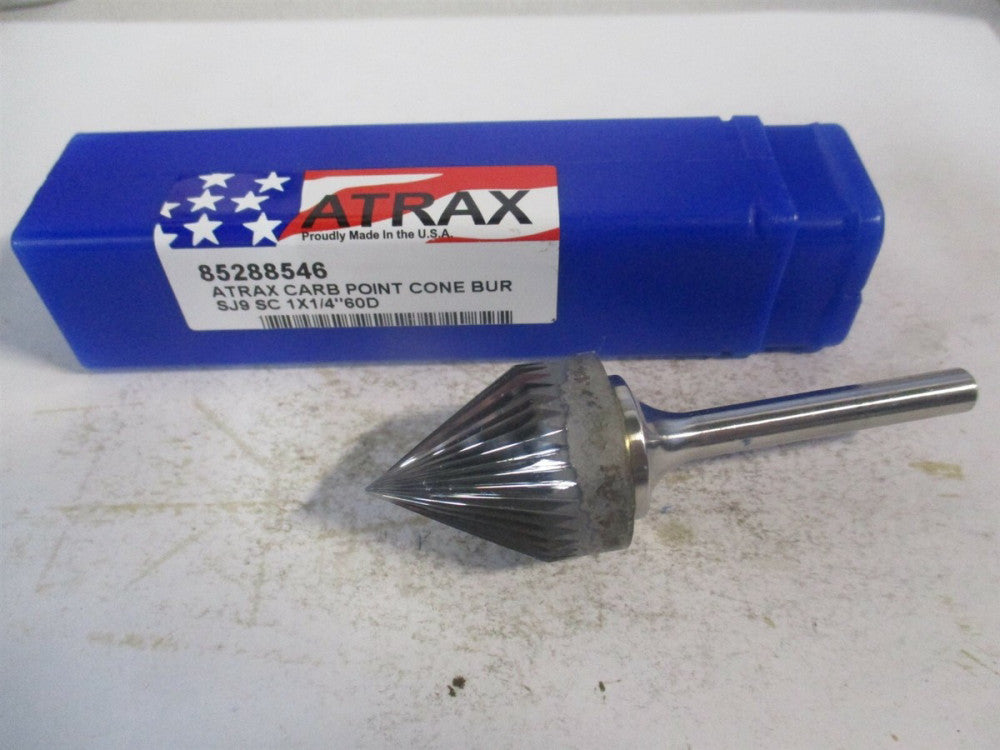 Atrax (SJ-9SC-ATX) 1 x 1/4" x 15/16" x 2-9/16" OAL Carbide Single Cut Taper Burr