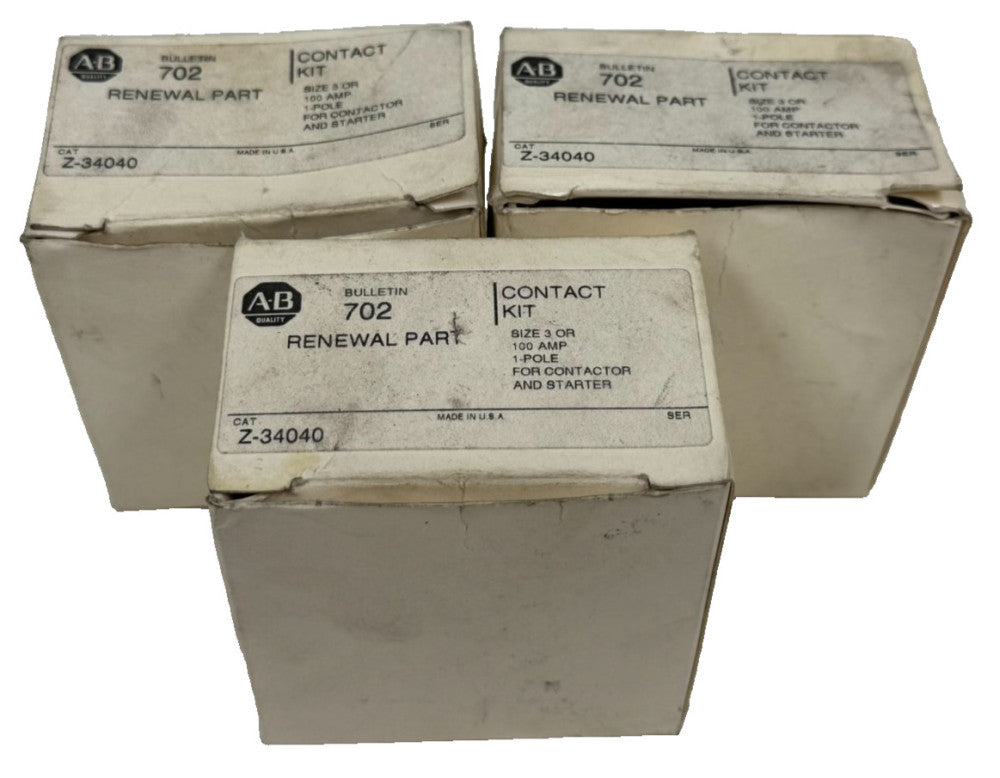 LOT OF 3 NEW ALLEN BRADLEY Z-34040 CONTACT KITS SIZE 3 100A 1P