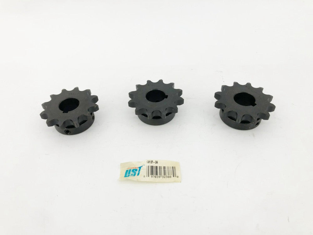 Lot of 3 New US Tsubaki 40B12F-3/4 Sprockets 12 Teeth 3/4" Bore 1L110 - No Box