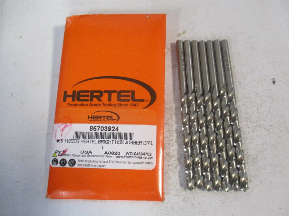 (85703924) #15 118° 2-3/16" x 3-3/8" OAL High Speed Steel Jobber Drill - Qty 7