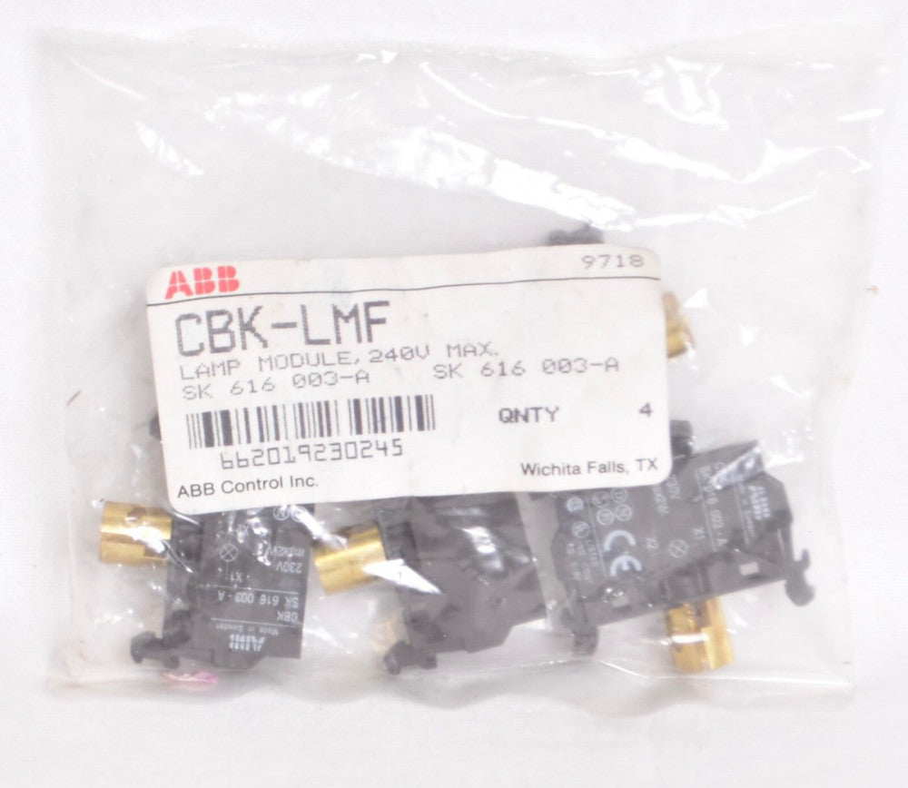 4 COUNT ABB CBK-LMF Lamp Module AC 240V Max 2 Watts