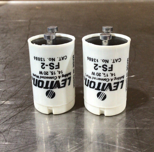 2 Fluorescent Lamp Starters Type FS-2 2 Pin Leviton (2 Pcs)