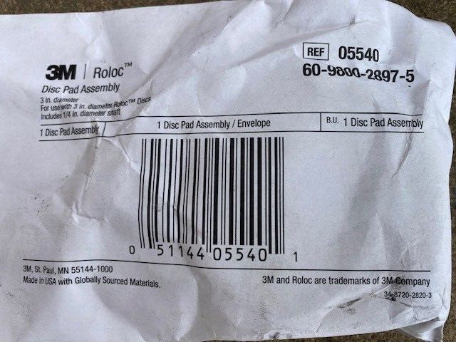 3M Roloc Disc Back-Up Pad Assembly 3", 05540