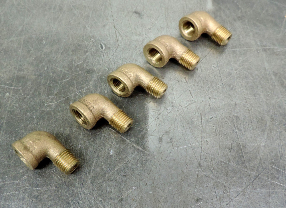 Lee 1/4" npt Solid Brass Male Female 90 Degree Elbow Lot of (5) Five