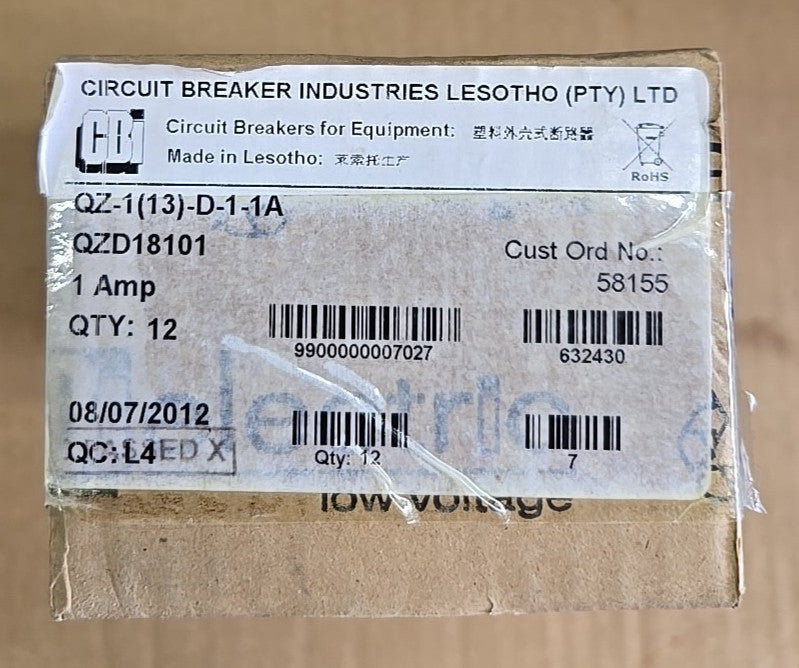 NEW CBI Box of 12 QZD18101  1 AMP  Circuit Breaker  1 POLE QZ-1 (13)-D-1-1A