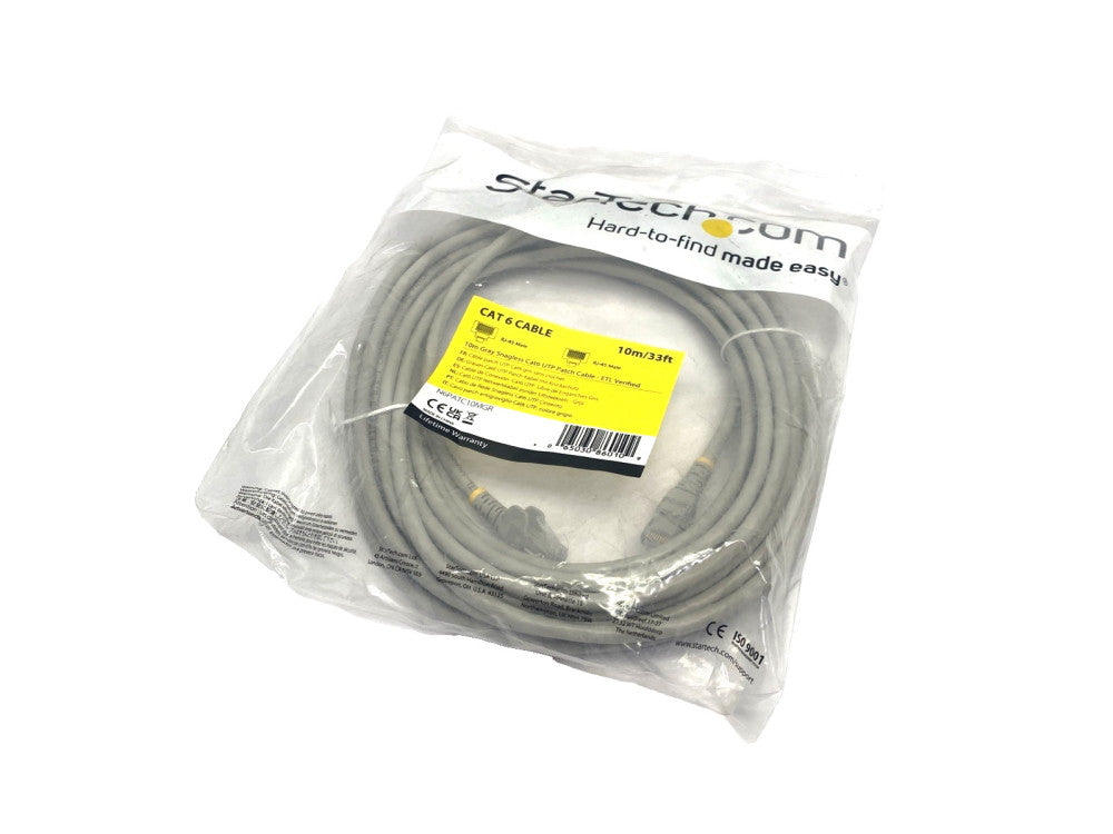 StarTech N6PATC10MGR CAT6 Ethernet Cable Gigabit PoE RJ45 w/ Strain Relief 10m
