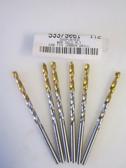 (D2GP187231) #26 (.1470") TiN 135° Split Point Jobber Length Drill - Lot of 6 