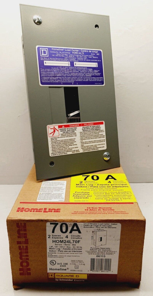 NEW SQUARE D HOM24L70F 70 AMP LOAD CENTER 1PH 2 SPACES 4 CIRCUIT  240 VAC