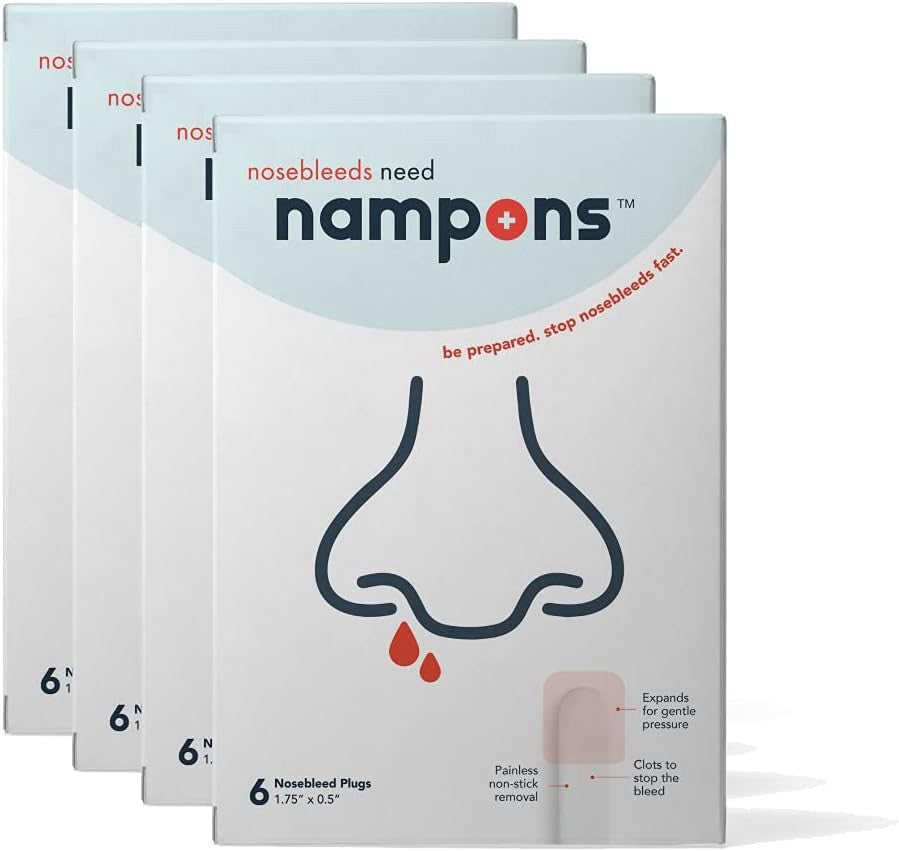 Nampons Nosebleed Stoppers - 24 Nose Bleed Plugs with Clotting Agent to Stop... 