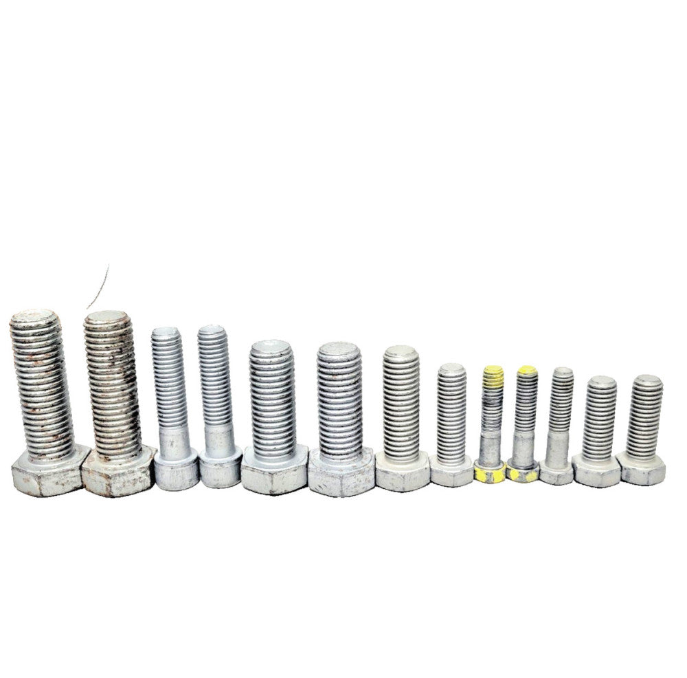 ASSORTED LOT OF HEX BOLTS ZINC FLAKE COATED (LOT OF 13)